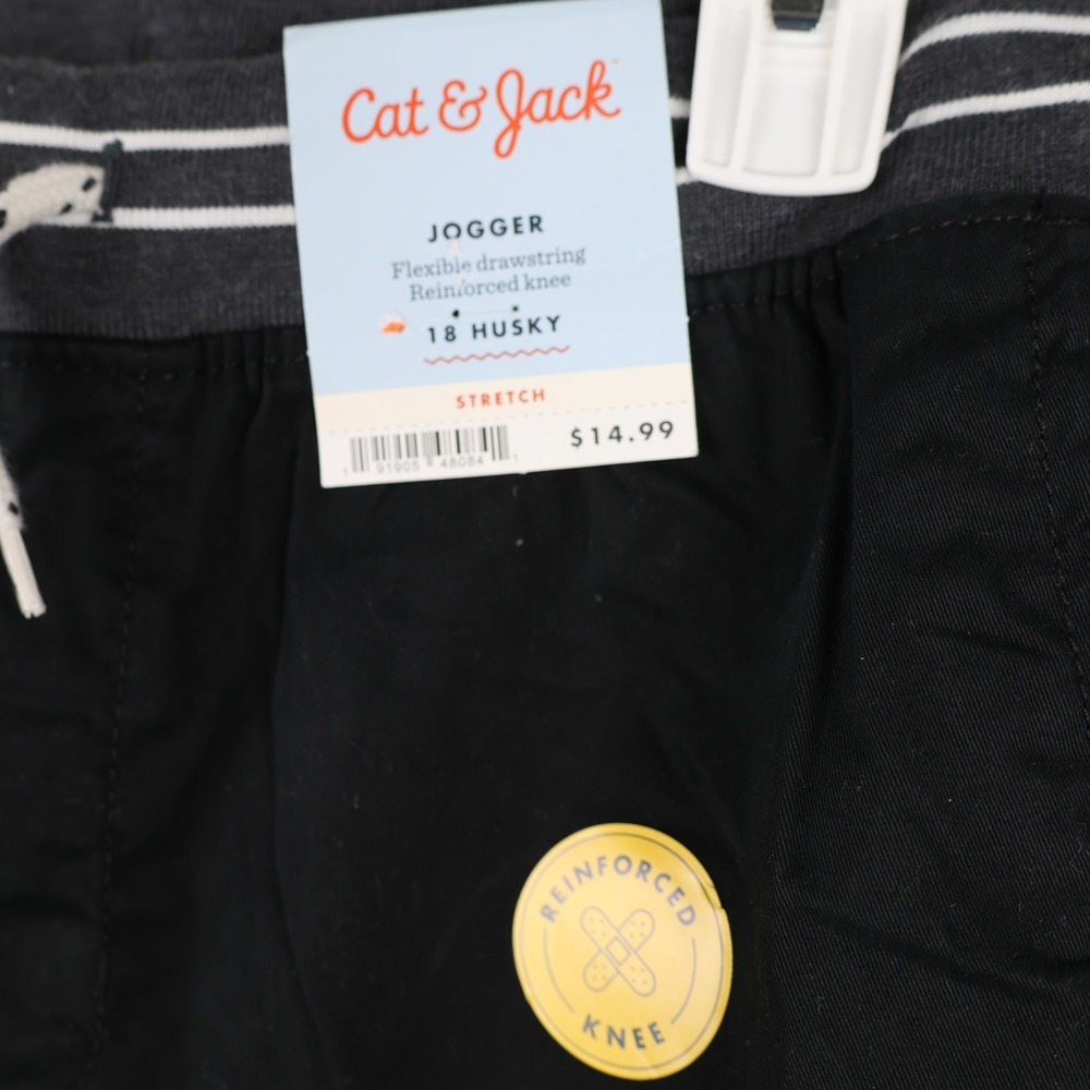 Cat & Jack Jogger Pants Boys 18 Husky Reinforced Knee Stretch Drawstring New - Picture 3 of 13